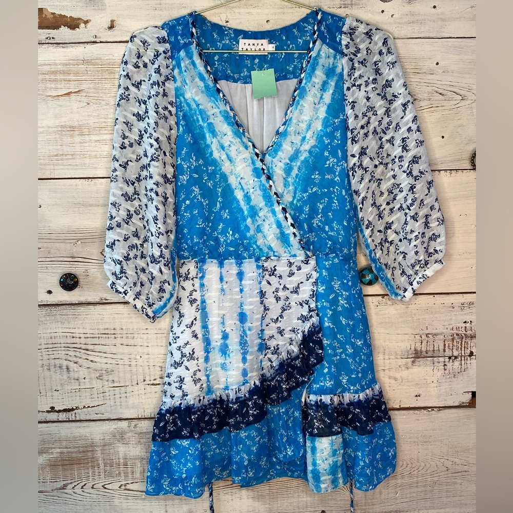 Tanya Taylor Dress Blue & White Floral